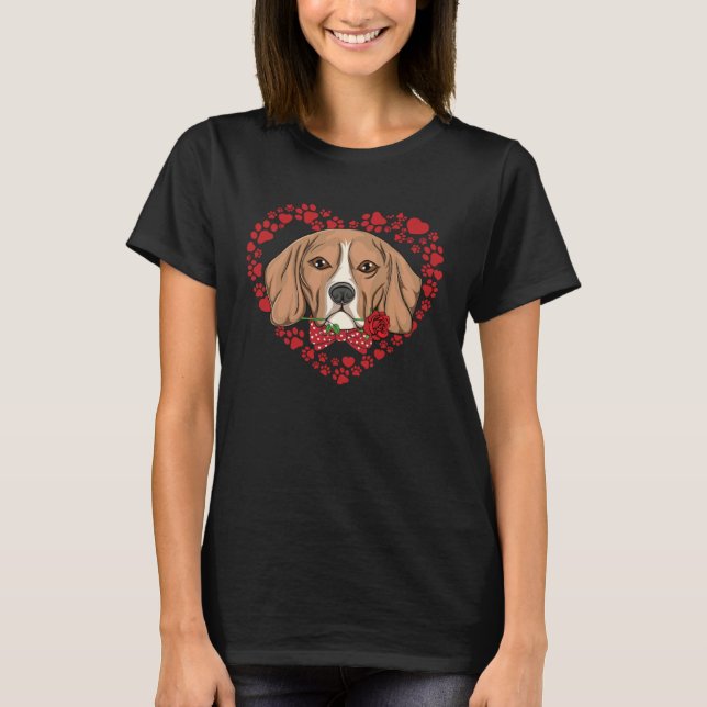 Cute dog Valentines Heart pattern cute Valentine B T-Shirt (Vorderseite)