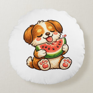 Cute Dog Watermelon Rundes Kissen