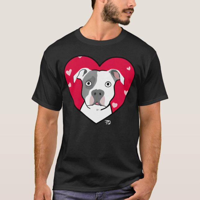 Cute Dog With Heart Fighting Dogs T-Shirt (Vorderseite)