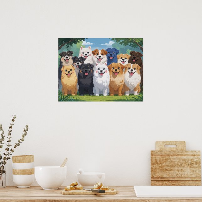 Cute dogs background poster (Küche)