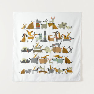 Cute dogs collection, sketch vintage illustration wandteppich