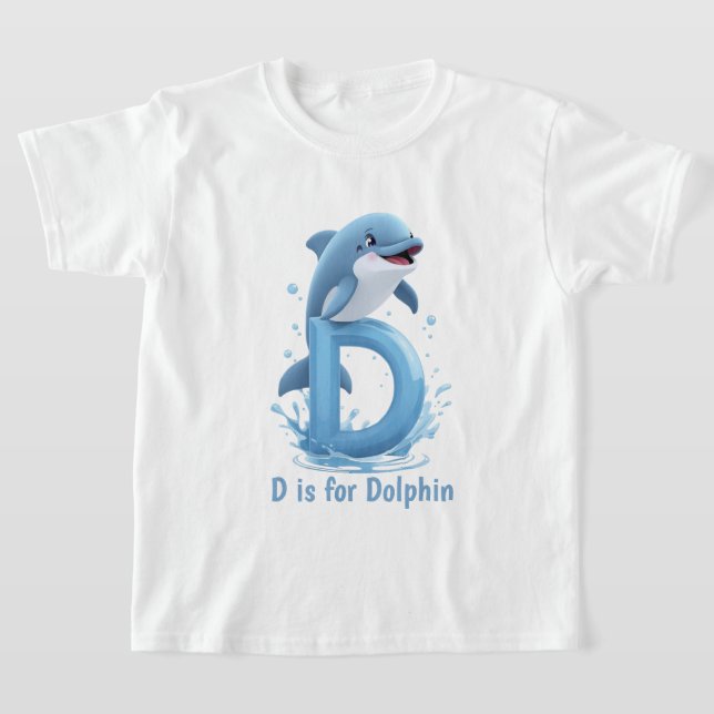 Cute Dolphin Kids T-Shirt | D is for Dolphin Alpha (Poser)