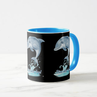 Cute Dolphin Mug – Dive into Joy | Retro Ocean Aes Tasse