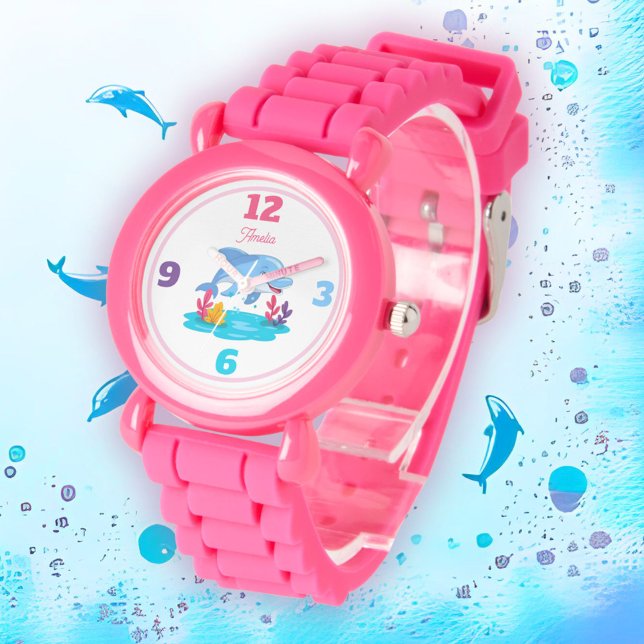 Cute Dolphin Sea Animal Girl Name Armbanduhr (Von Creator hochgeladen)