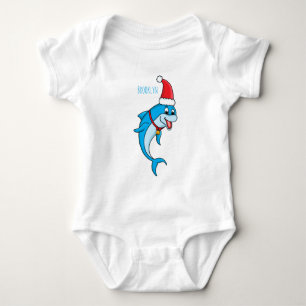 Cute dolphin with Santa hat cartoon Baby Strampler