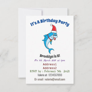 Cute dolphin with Santa hat cartoon Einladung