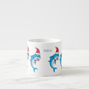 Cute dolphin with Santa hat cartoon Espressotasse