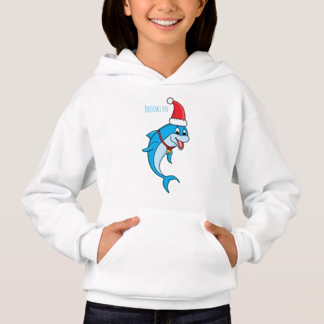 Cute dolphin with Santa hat cartoon Hoodie (Vorderseite)