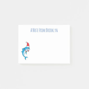 Cute dolphin with Santa hat cartoon Post-it Klebezettel