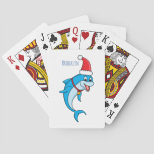 Cute dolphin with Santa hat cartoon Spielkarten