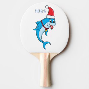 Cute dolphin with Santa hat cartoon Tischtennis Schläger