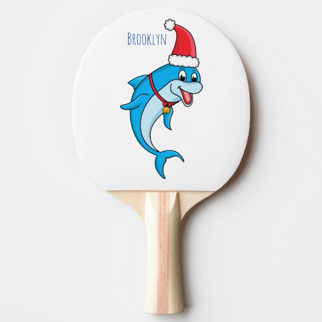 Cute dolphin with Santa hat cartoon Tischtennis Schläger (Vorderseite)