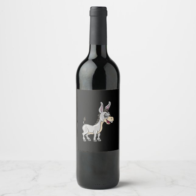 Cute Donkey Abbildung Lover Gift Farmer Funny Weinetikett (Vorderseite)