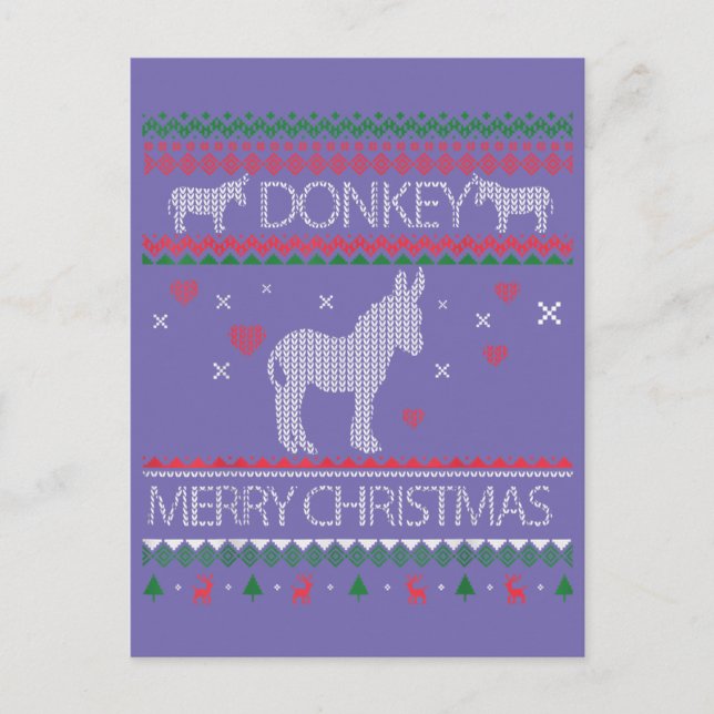Cute Donkey Ugly Sweater Christmas Holiday Winter Postkarte (Vorderseite)