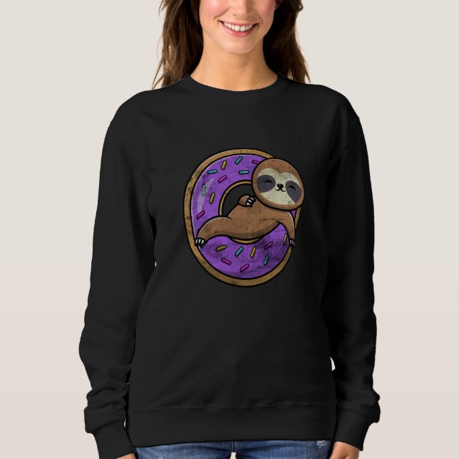 Cute Donut Sloth On Doughnut Animal Sloths Men Wom Sweatshirt (Vorderseite)