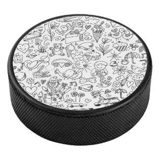 Cute Doodle Black & White Eishockey Puck