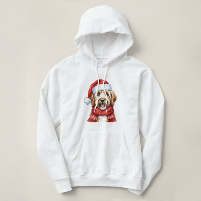 Cute Doodle Dog Christmas Santa Hat & Scarf Hoodie (Design vorne)