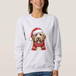 Cute Doodle Dog Christmas Santa Hat & Scarf Sweatshirt