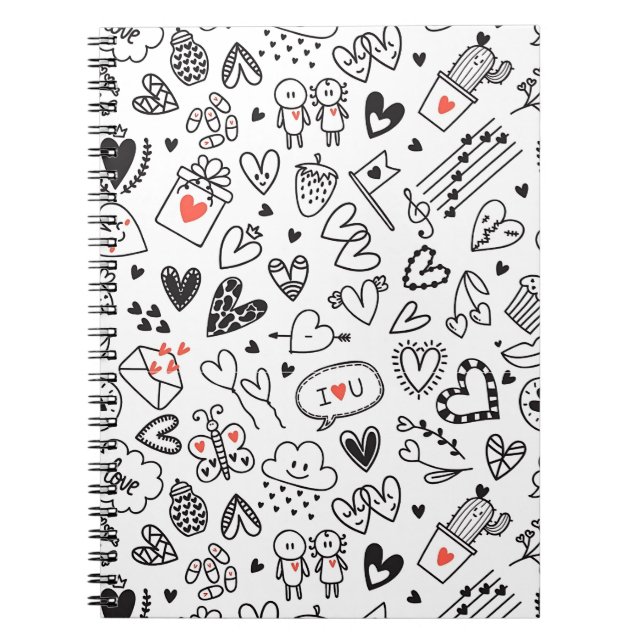 Cute Doodle Love Notebook Journal Notizblock (Vorderseite)