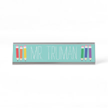 Cute Doodle Pencils Nom de l'enseignant Plaque