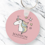 Cute Doodle Unicorn and Stars Birthday Schlüsselanhänger<br><div class="desc">Available here:
http://www.zazzle.com/selectpartysupplies</div>