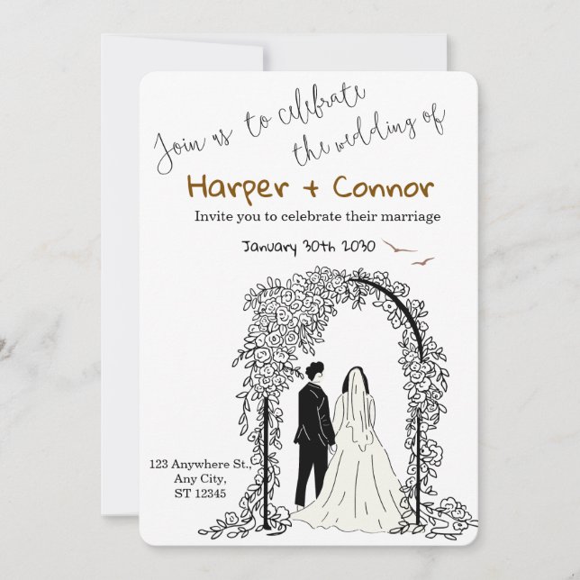 Cute Doodle Wedding Save the Date Invitation Einladung (Vorderseite)