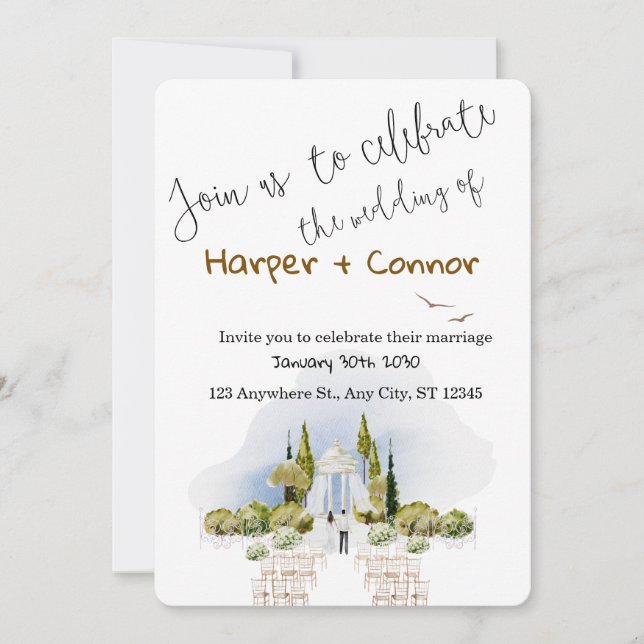 Cute Doodle Wedding Save the Date Invitation Einladung (Vorderseite)