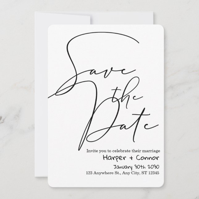 Cute Doodle Wedding Save the Date Invitation Einladung (Vorderseite)