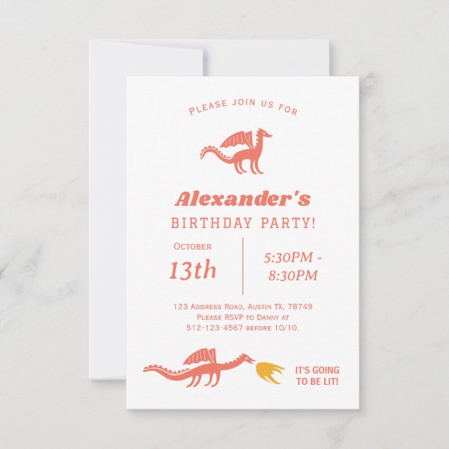 Cute Dragon Anniversaire Fête Invitation (Devant)