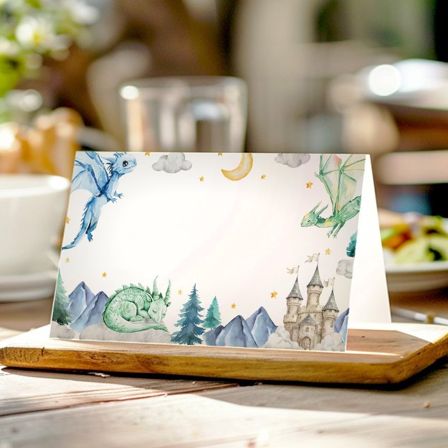 Cute Dragon Boy Birthday Food Tent Platzkarte (Von Creator hochgeladen)
