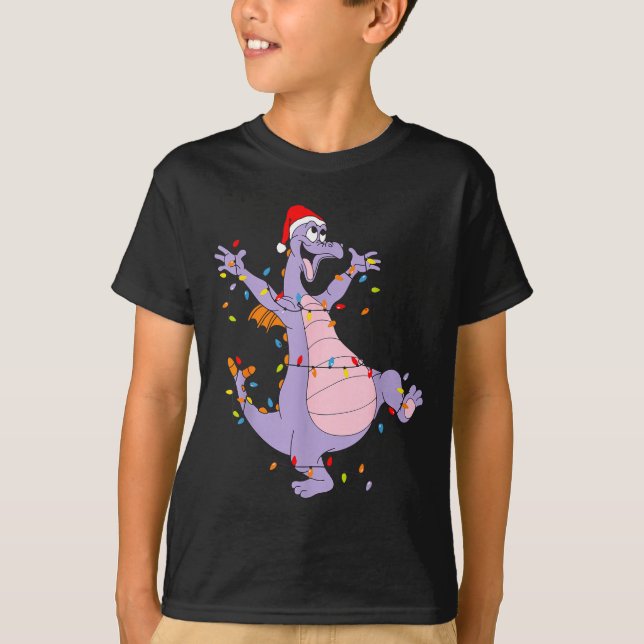 Cute Dragon Christmas Lights Santa Hat Animal Men  T-Shirt (Vorderseite)