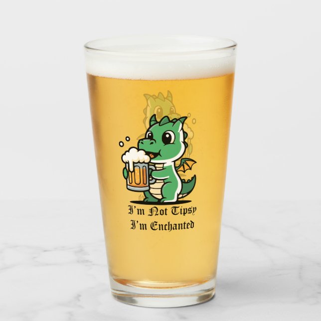 Cute Dragon Drinking Beer Glas (Vorne (Gefüllt))