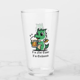 Cute Dragon Drinking Beer Glas