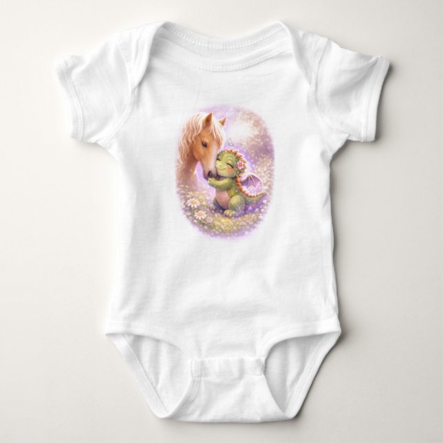 Cute Dragon & Horse Baby  Strampler (Vorderseite)