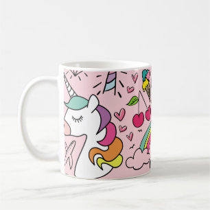 Cute drawings on pink seamless repeating pattern t kaffeetasse