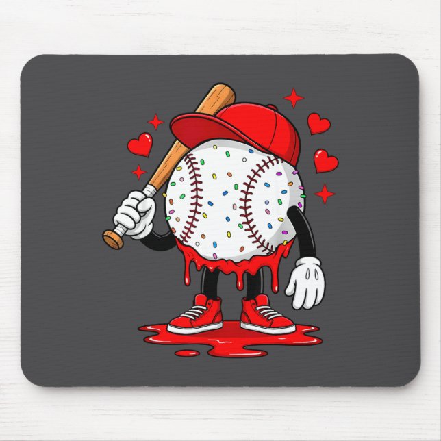 Cute Dripng Baseball Lover Valentines Day Boys Kid Mousepad (Vorne)