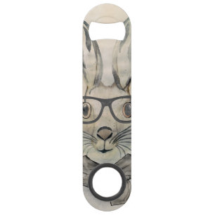 Cute drôle d'aquarelle lapin avec lunettes et éc