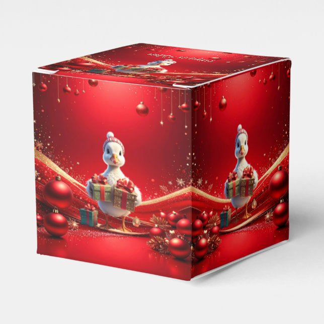 Cute Duck Christmas Holiday Favor Box Geschenkschachtel (Vorderseite)