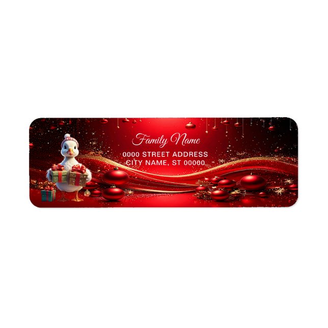 Cute Duck Christmas Return Address Label (Vorne)