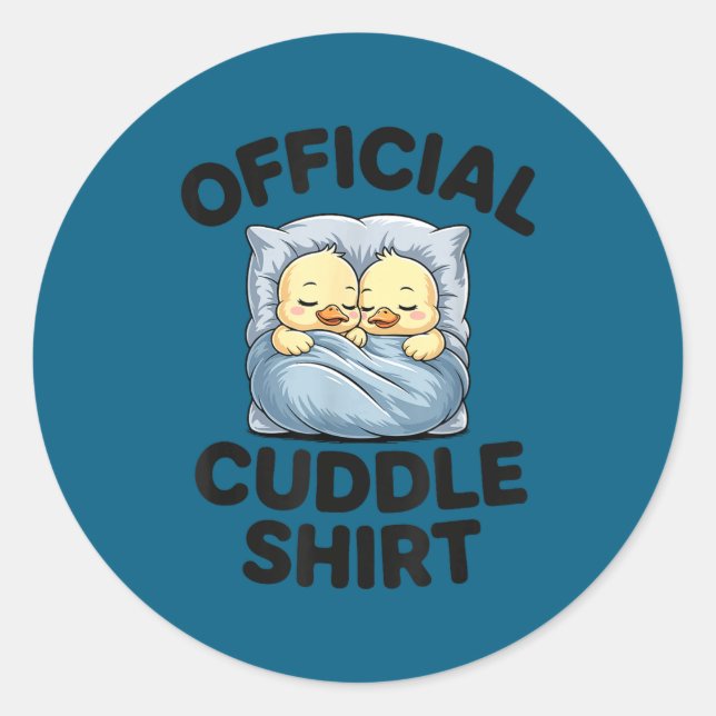Cute Duck Couple Snuggle Cuddle  Runder Aufkleber (Vorderseite)