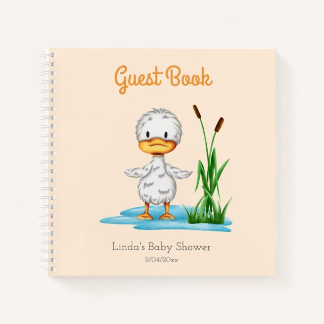 Cute Duck Genre Neutre Baby shower Livre d'invité (Devant)