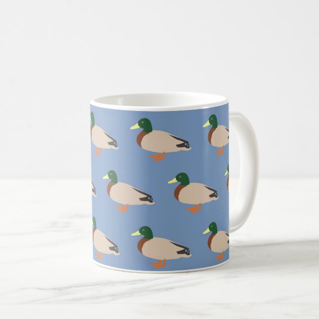 Cute Duck Pattern on Blue Kaffeetasse (VorderseiteRechts)