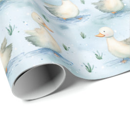 Cute Duck Pond Baby Boy Pattern,Watercolor Nursery Geschenkpapier