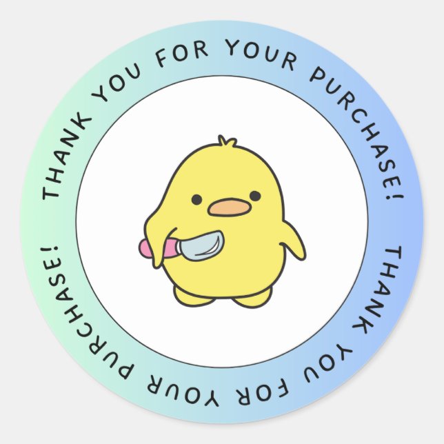 Cute Duck Thank You Sticker (Vorderseite)