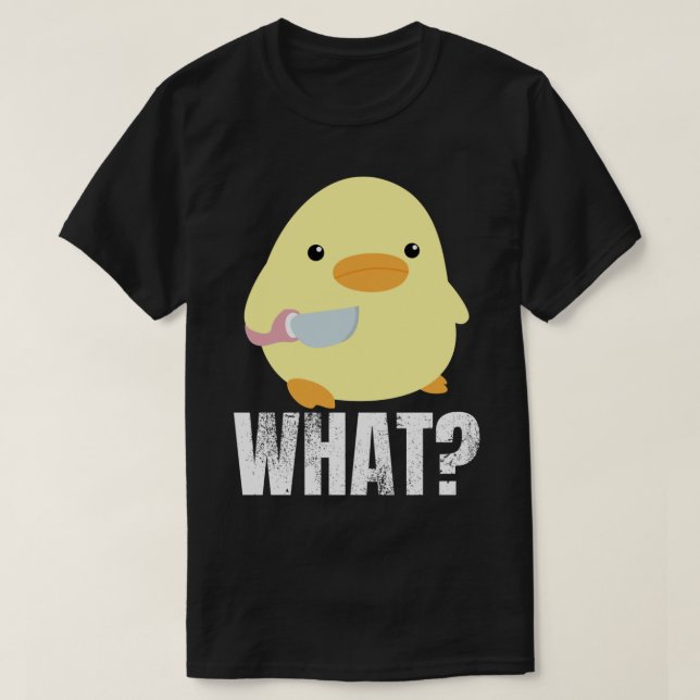 Cute duck with knife meme chick chicken goose what T-Shirt (Design vorne)