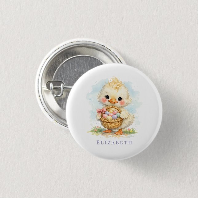 Cute Duckling Easter Egg Party Button (Vorne & Hinten)