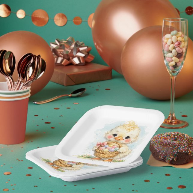 Cute Duckling Easter Egg Party Pappteller (Multi)