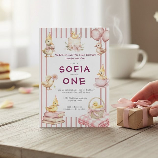 Cute Duckling First Birthday Invitation (Créateur téléchargé)