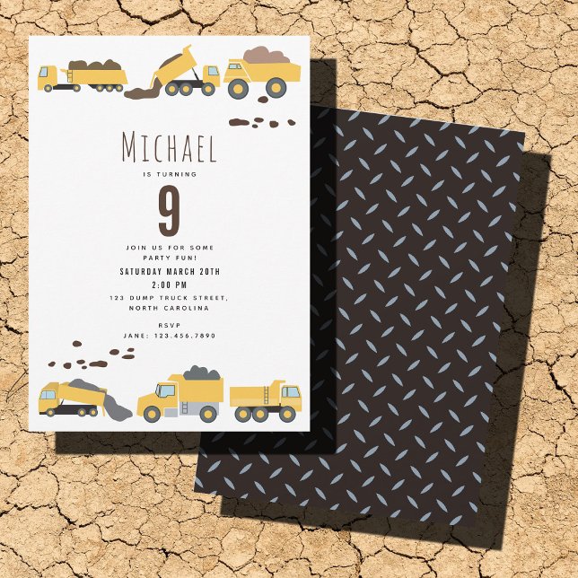 Cute Dump Trucks Construction Trucks Birthday Einladung (Cute Dump Trucks Construction Trucks Birthday Invitation)