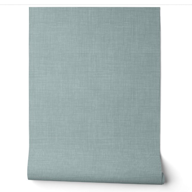 Cute Dusty Teal Blue Linen Look Texture Tapete (Abrollen)